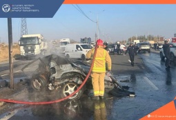 Մեծամորում ավտովթարի հետևանքով մեքենաներից մեկում հրդեհ է բռնկվել․ կա զոհ