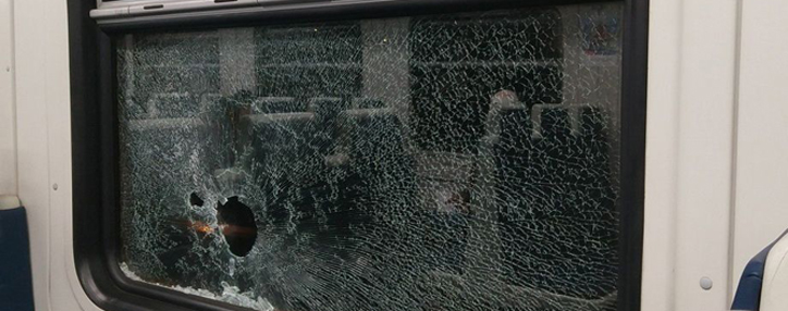 A passenger train travelling from Yerevan to Gyumri stoned, window broken A passenger train travelling from Yerevan to Gyumri stoned, window broken