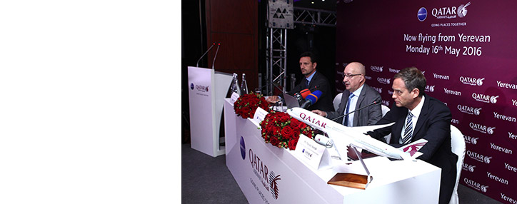 Qatar Airways совершил первый рейс из Еревана в Доху 