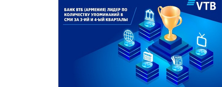 Банк ВТБ (Армения) является лидером по количеству упоминаний в СМИ за 3-ий и 4-ый кв. 2020 года Банк ВТБ (Армения) является лидером по количеству упоминаний в СМИ за 3-ий и 4-ый кв. 2020 года