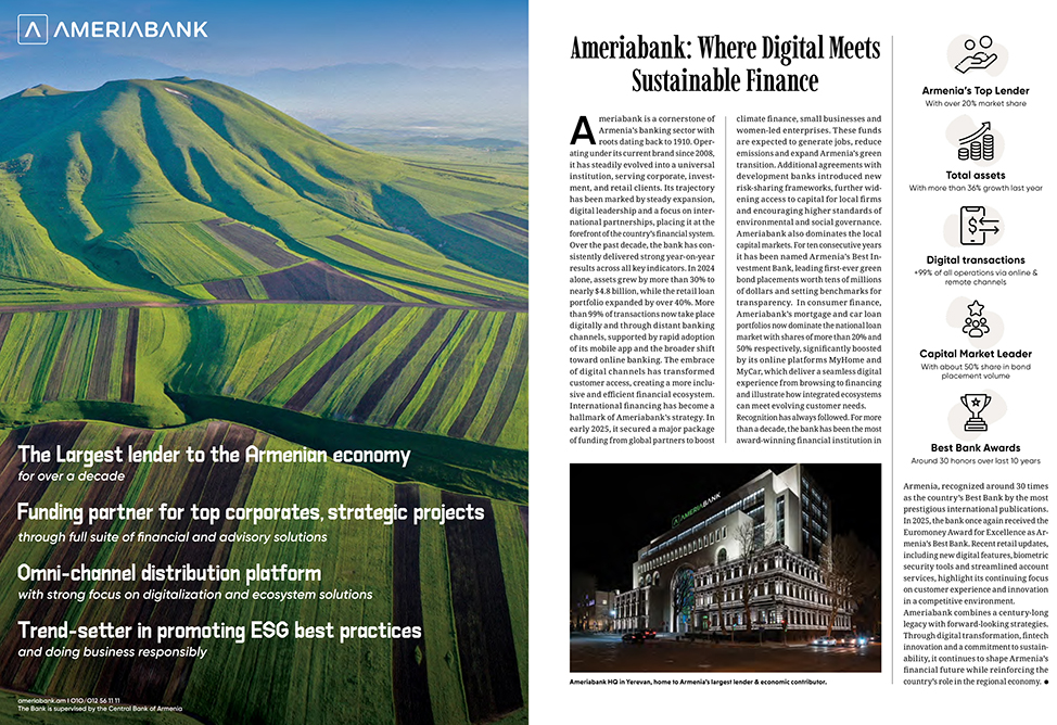 Ameriabank's responsibility is to help raise Armenia’s profile among international investors, says CFO to Forbes magazine